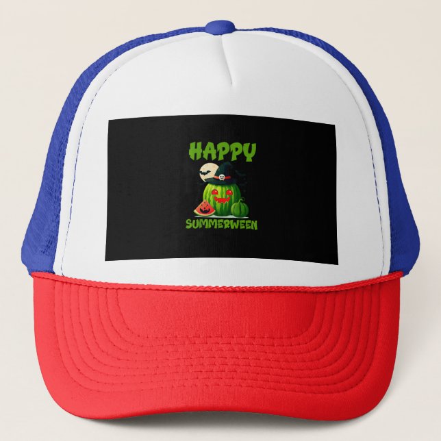 Lycklig Summerween Summer Watermelon Jack-O-Lanter Keps (Framsida)