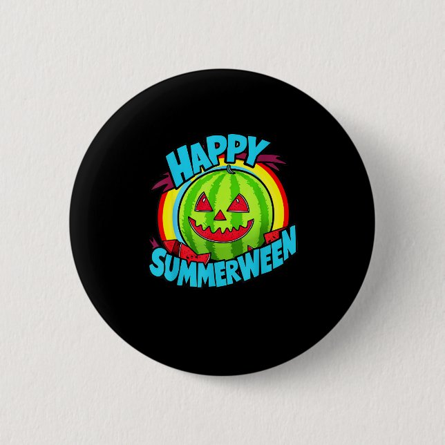 Lycklig Summerween Summer Watermelon Jack-O-Lanter Knapp (Framsida)