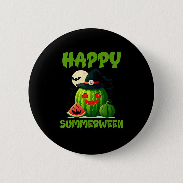 Lycklig Summerween Summer Watermelon Jack-O-Lanter Knapp (Framsida)