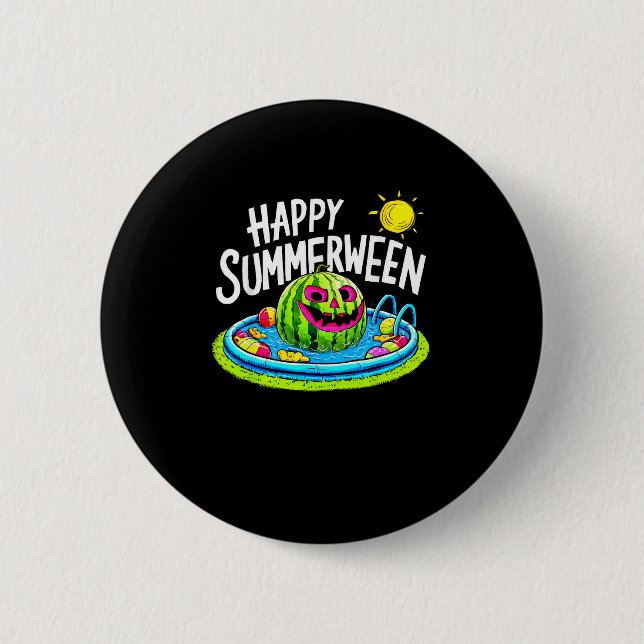 Lycklig Summerween Summer Watermelon Jack-O-Lanter Knapp (Framsida)