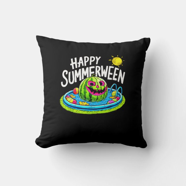 Lycklig Summerween Summer Watermelon Jack-O-Lanter Kudde (Framsida)