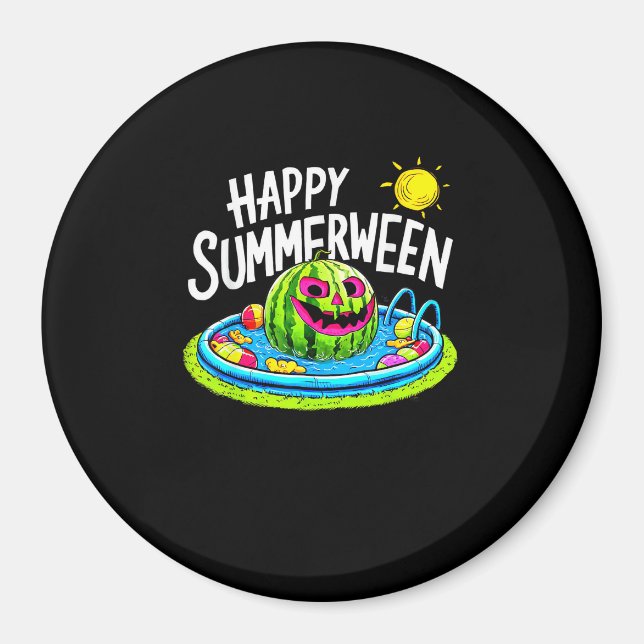 Lycklig Summerween Summer Watermelon Jack-O-Lanter Magnet (Framsidan)