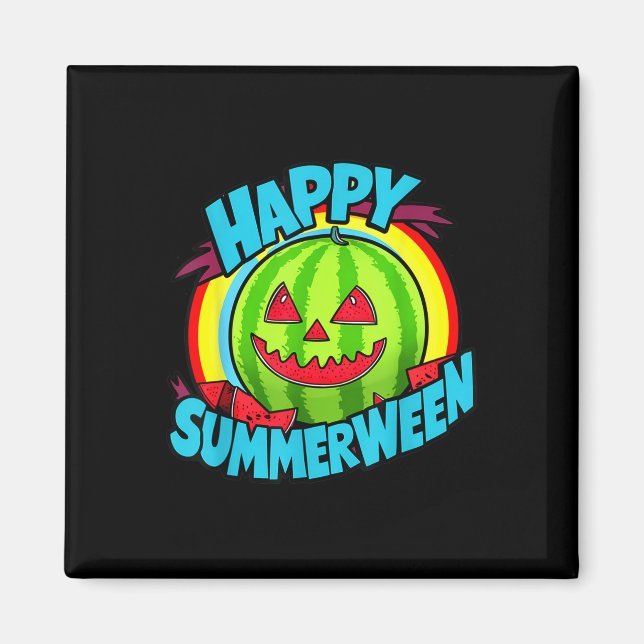 Lycklig Summerween Summer Watermelon Jack-o-lanter Magnet (Framsidan)
