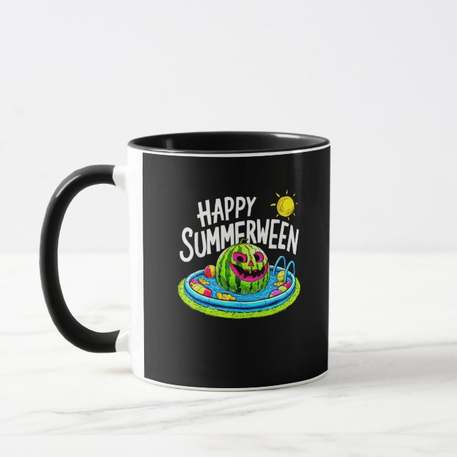 Lycklig Summerween Summer Watermelon Jack-O-Lanter Mugg (Vänster)