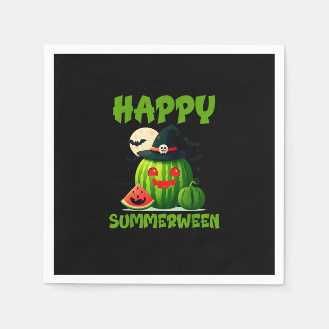Lycklig Summerween Summer Watermelon Jack-O-Lanter Pappersservett (Framsidan)