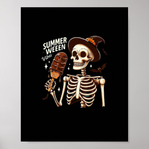 Lycklig Summerween Vibes Skeleton Glass Sommaren H Poster