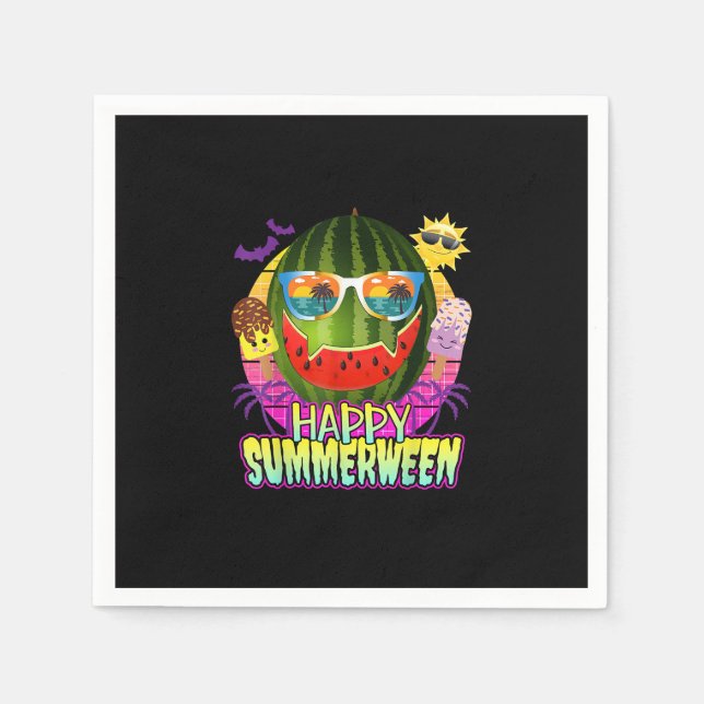 Lycklig Summerween Watermelon Jack o lantern, somm Pappersservett (Framsidan)