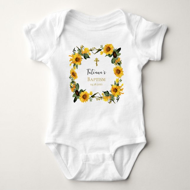 Lycklig Sunblommor Wandeortodox Christian Baptism T Shirt (Framsida)