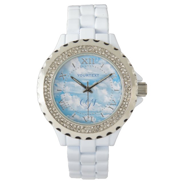 Lycklig Sunny Clouds Background Scenery Dial Armbandsur (Framsida)