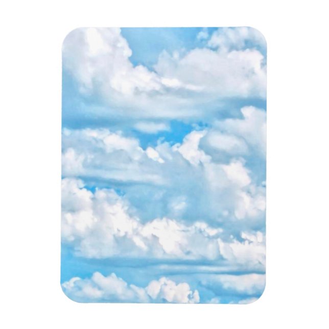 Lycklig Sunny Clouds Background Scenery Magnet (Vertikal)