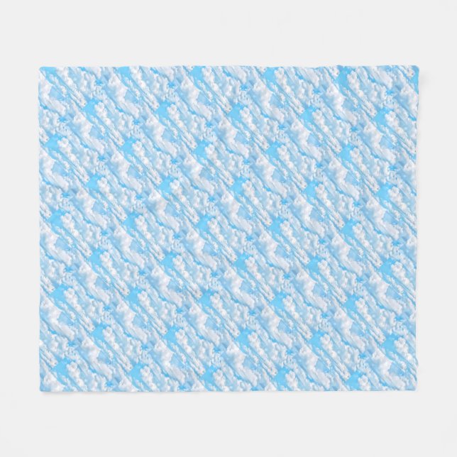 Lycklig Sunny Clouds Blue Background Fleecefilt (Framsidan (Horisontell))