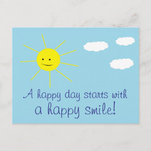 Lycklig Sunny Day Cute Smiling Sol Skriv ut Vykort