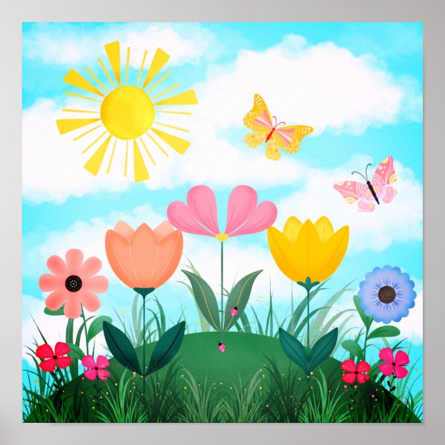 Lycklig Sunny Garden Poster (Framsidan)