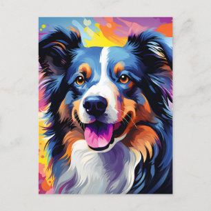 Lycklig Sunny Puppy Watercolor Helg Vykort