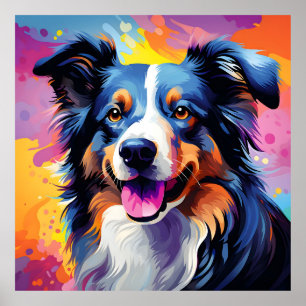 Lycklig Sunny Puppy Watercolor Poster