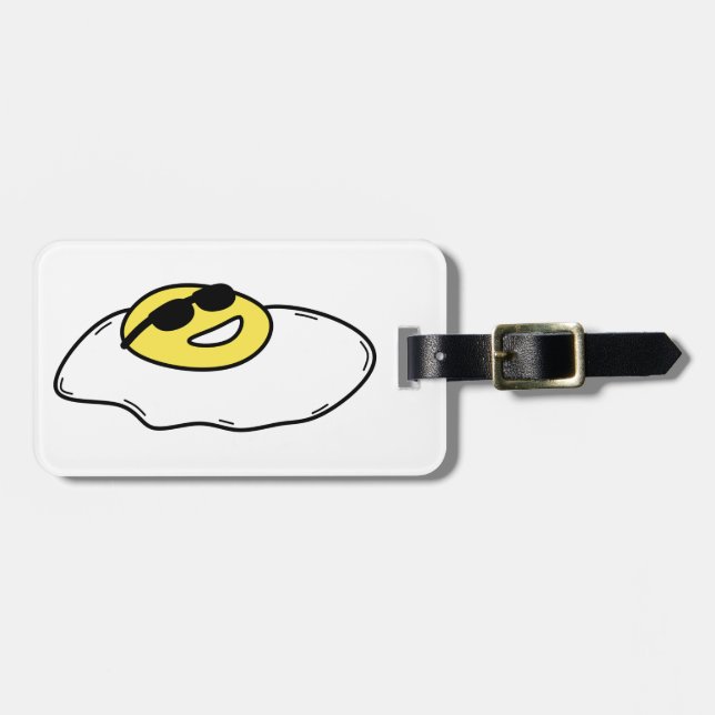 Lycklig Sunny Side Up Egg med Ansikte - Solglasögo Bagagebricka (Horisontell Framsida)