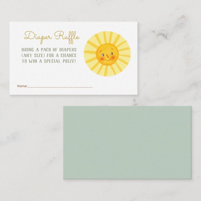 Lycklig Sunshine Baby Diaper Raffle Enclosur Enclo Tilläggskort (Fram/baksida)