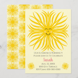 Lycklig Sunshine Birthday Inbjudningar