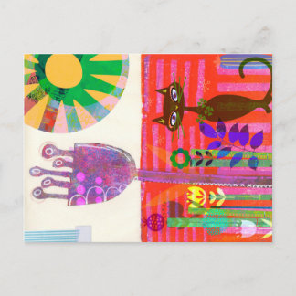 Lycklig Sunshine Cat Garden Party Vykort