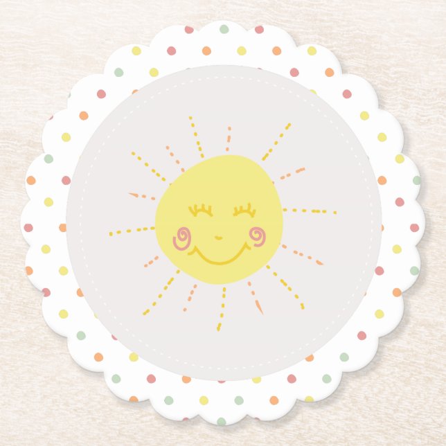 Lycklig Sunshine polkadot Party Papper Plate Underlägg Papper (Framsida)
