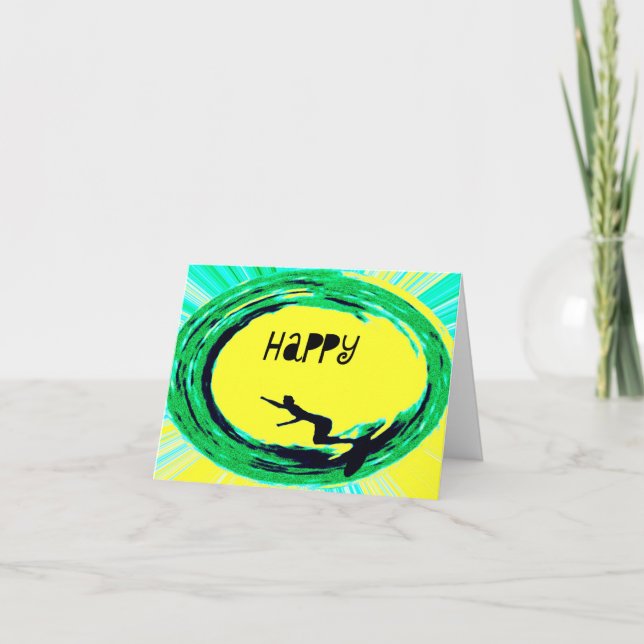 Lycklig Surfer Birthday Kort (Framsida)