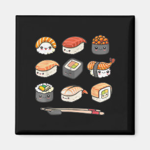 Lycklig Sushi Anime Kawaii Set Japanska Food Älska Magnet