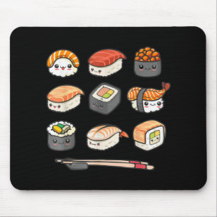 Lycklig Sushi Anime Kawaii Set Japanska Food Älska Musmatta