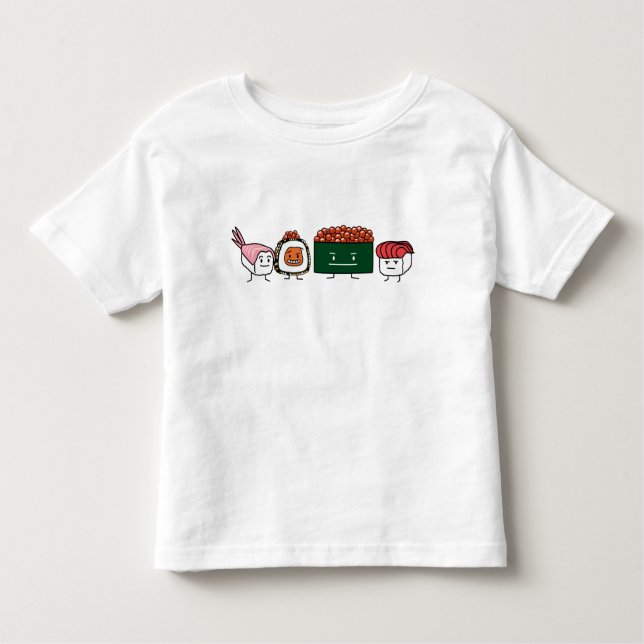 Lycklig Sushi Brothers ris japansk räktlax T-shirt (Framsida)