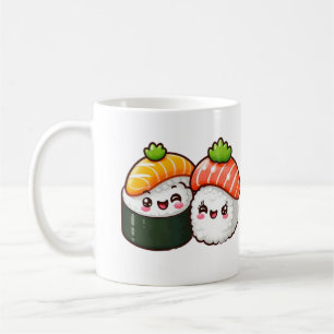 Lycklig Sushi - Roligt Kawaii Food Art Kaffemugg