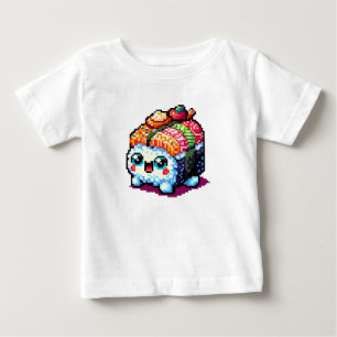 Lycklig Sushi Roll - Cute Pixel Art Japansk mat T Shirt
