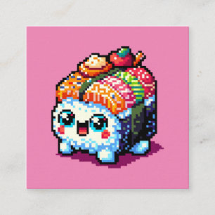 Lycklig Sushi Roll - Cute Pixel Art Japansk mat Tilläggskort