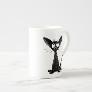 Lycklig svart katt benporslin mugg