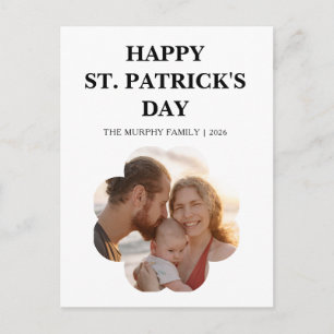 Lycklig svart katt Shamrock Foto St. Patrick's Day Helg Vykort