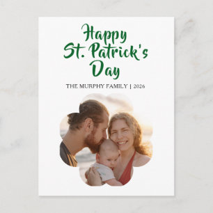 Lycklig svart katt Shamrock Foto St. Patrick's Day Helg Vykort