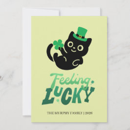 Lycklig svart katt Shamrock Foto St. Patrick's Day Julkort