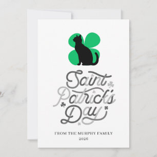 Lycklig svart katt Shamrock Foto St. Patrick's Day Julkort