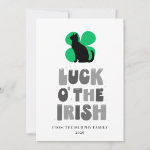 Lycklig svart katt Shamrock Foto St. Patrick's Day Julkort