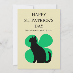 Lycklig svart katt Shamrock Foto St. Patrick's Day Julkort
