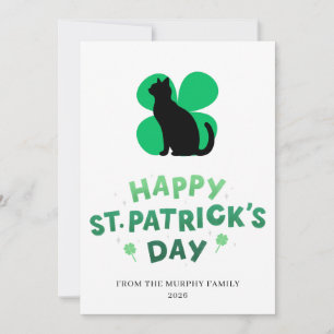 Lycklig svart katt Shamrock Foto St. Patrick's Day Julkort