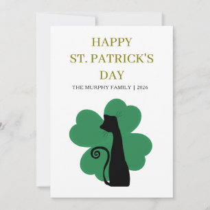 Lycklig svart katt Shamrock Foto St. Patrick's Day Julkort