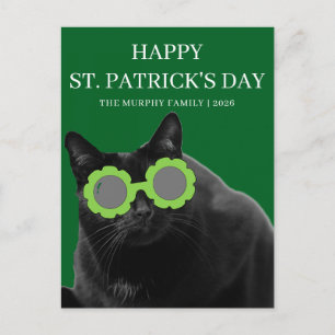 Lycklig svart katt Shamrock St. Patrick's Day Helg Vykort