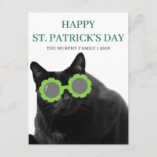 Lycklig svart katt Shamrock St. Patrick's Day Helg Vykort