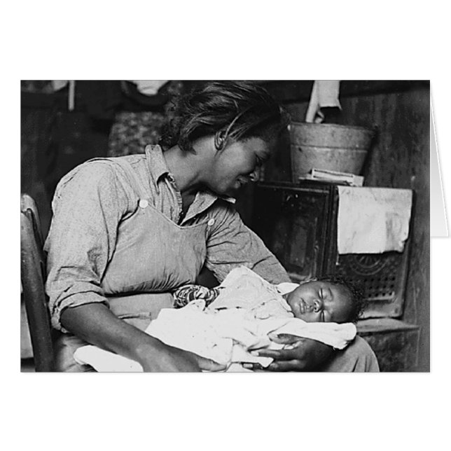 lycklig svart mor med baby hälsningskort (Framsidan Horizontal)