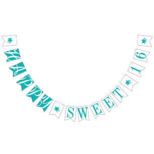 LYCKLIG SVEET 16 Teal Birthday Decor Vimplar