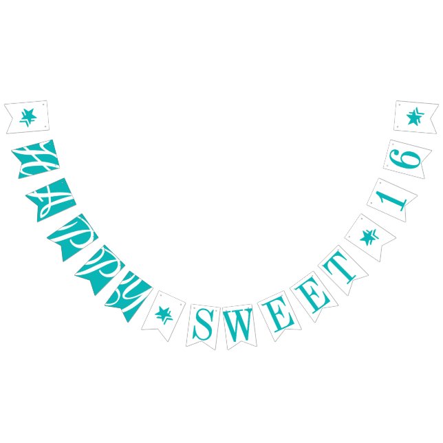 LYCKLIG SVEET 16 Teal Birthday Decor Vimplar (Alla)