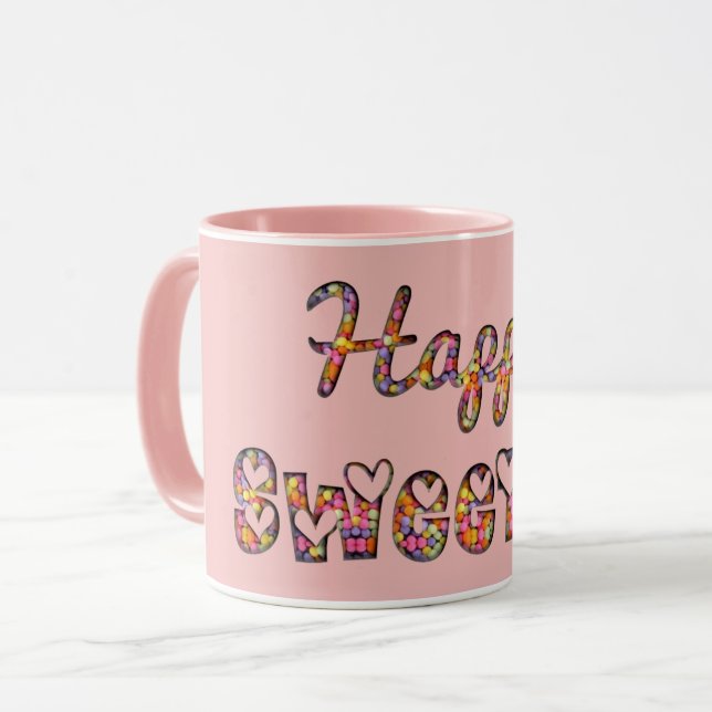 Lycklig Sweet 16 Cute Funny Candy Typography Mugg (Framsida vänster)