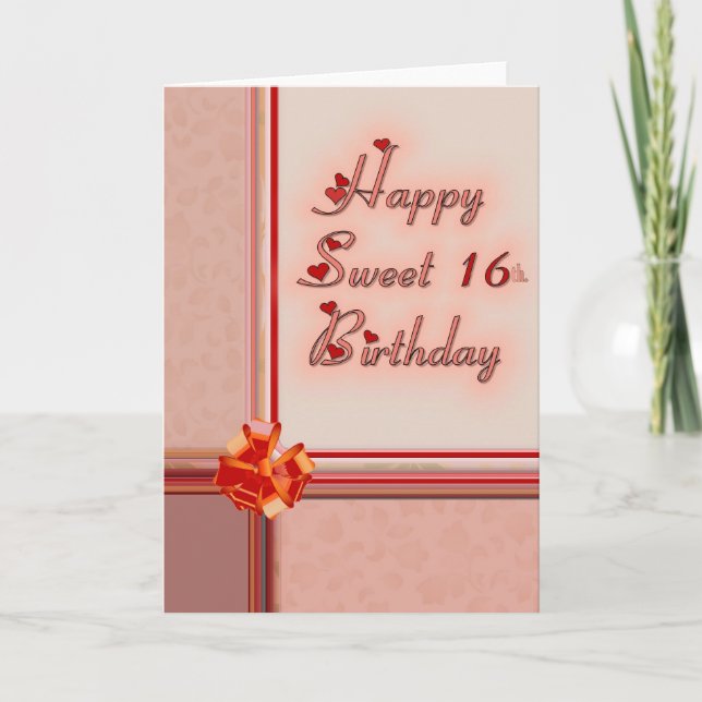 Lycklig Sweet 16:e. Födelsedag Kort (Framsida)