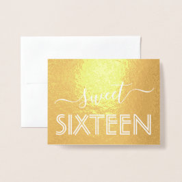 Lycklig Sweet 16:e födelsedagen Modern Script Guld Folierat Kort