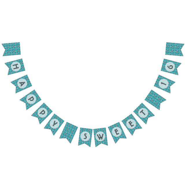 Lycklig Sweet 16 Födelsedagsfest Vimplar (Alla)