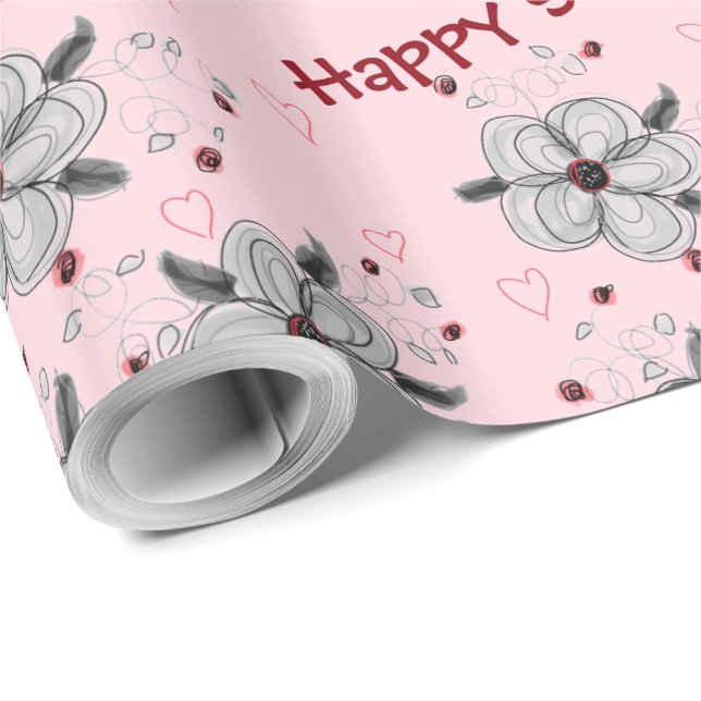 Lycklig Sweet 16 Rosa Gift Wrap Presentpapper (Rullad Hörn)